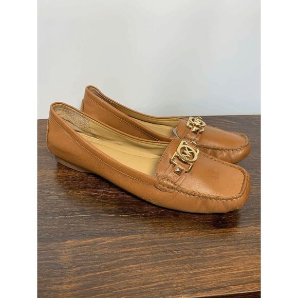 Michael Kors Womens Slip On Leather Flat Shoe Tan Size 10 - Picture 8 of 14